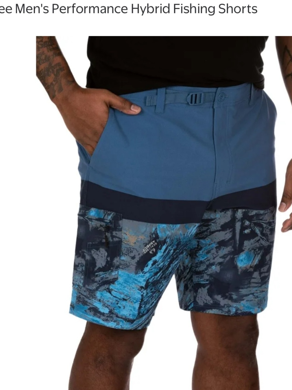 Realtree Men's Blue and Navy Camo Hybrid Fishing Shorts